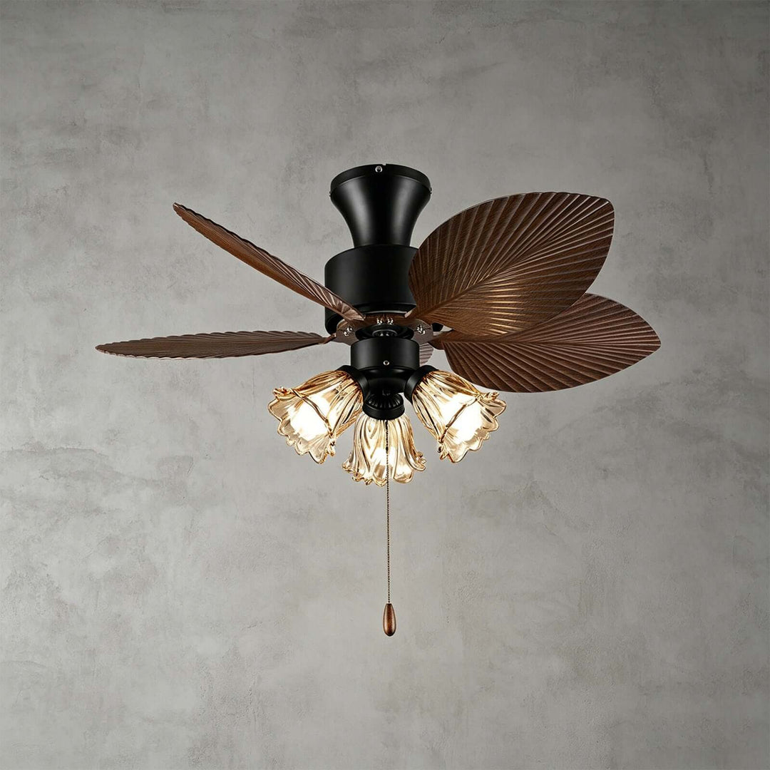Klura Ceiling Fan Light B | French Vintage Glass Lamp