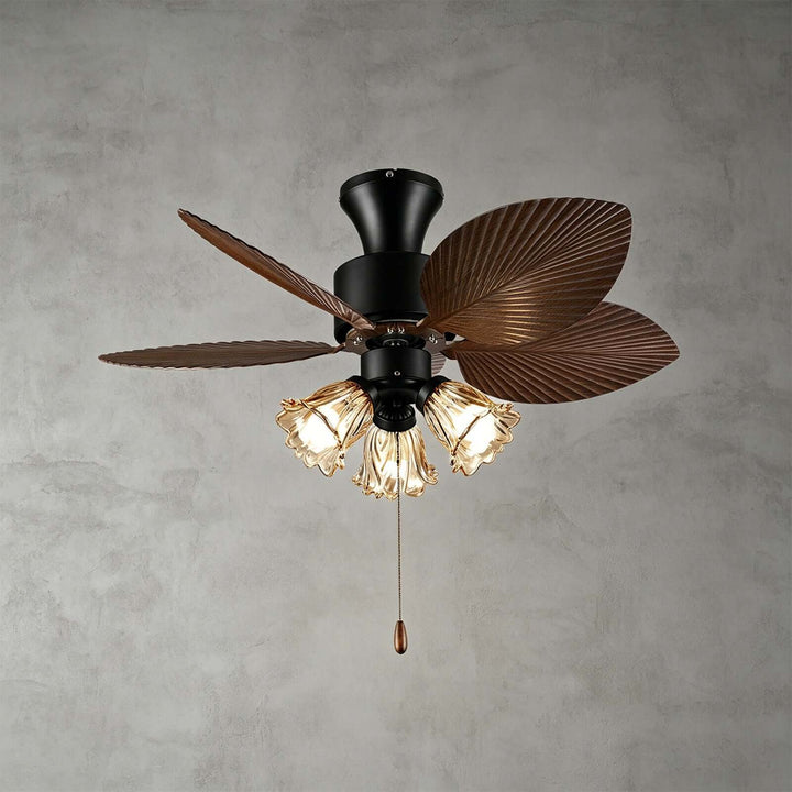 Klura Ceiling Fan Light B | French Vintage Glass Lamp