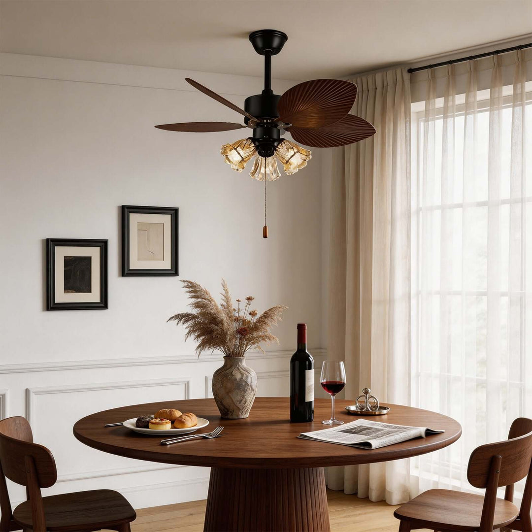 Klura Ceiling Fan Light C | French Vintage Glass Lamp