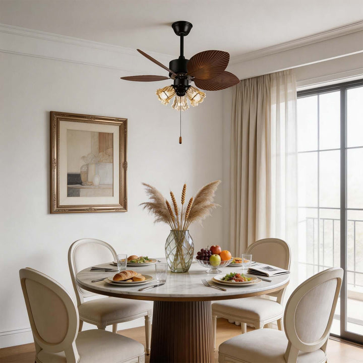 Klura Ceiling Fan Light C | French Vintage Glass Lamp