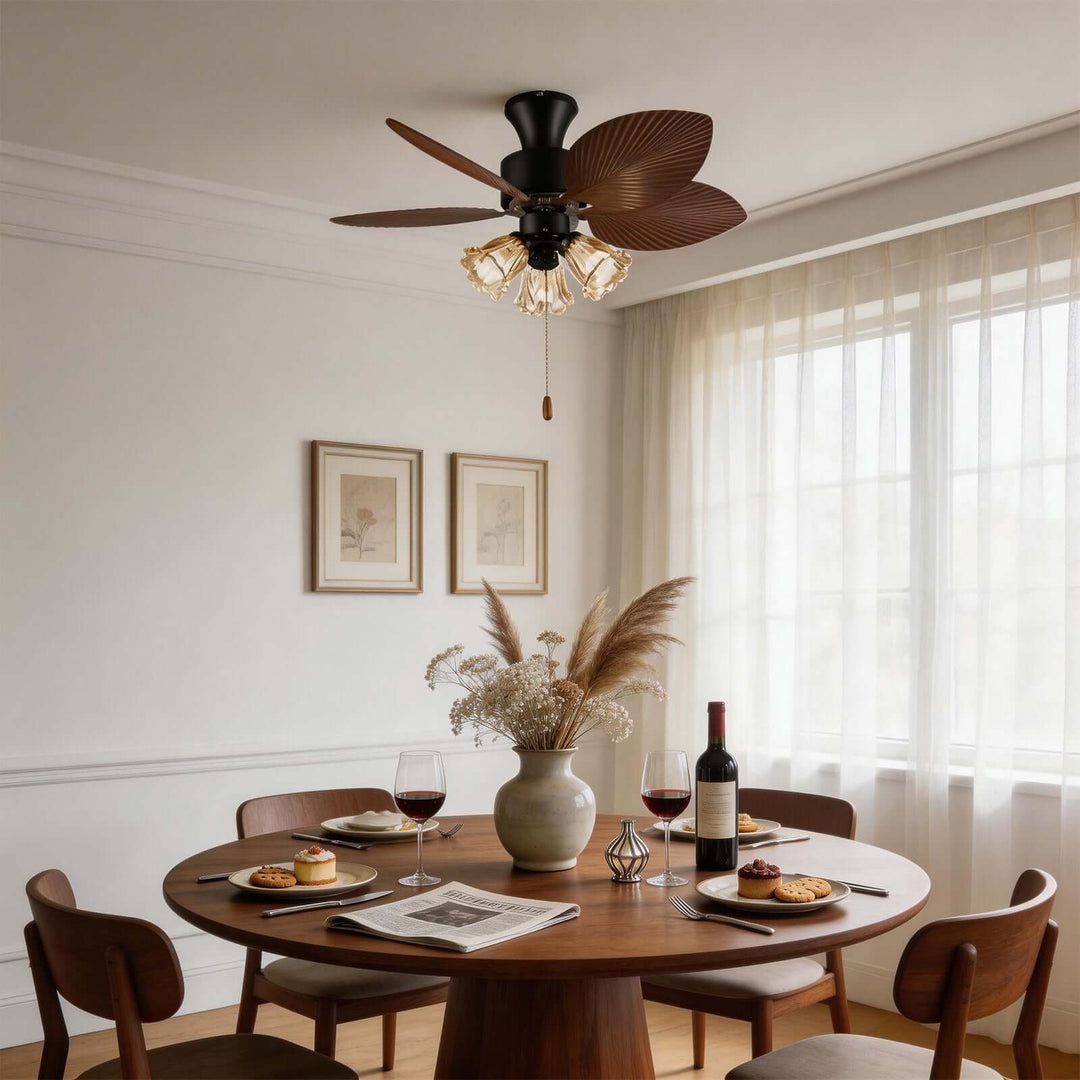 Klura Ceiling Fan Light B | French Vintage Glass Lamp