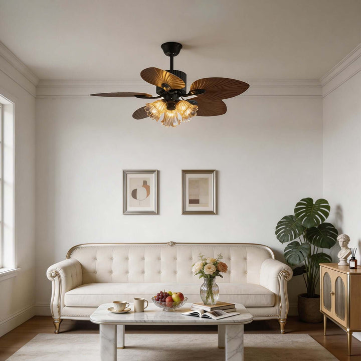 Klura Ceiling Fan Light A | French Vintage Glass Lamp