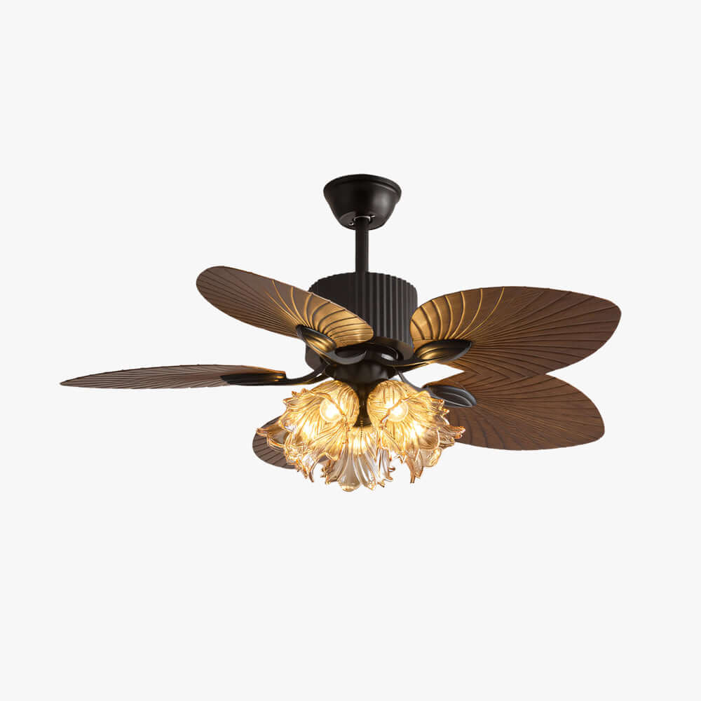 Klura Ceiling Fan Light A | French Vintage Glass Lamp