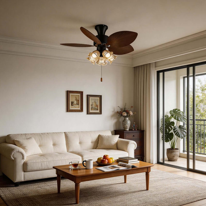Klura Ceiling Fan Light B | French Vintage Glass Lamp