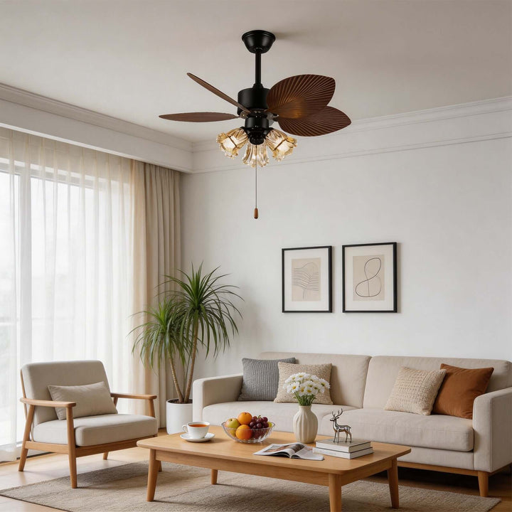 Klura Ceiling Fan Light C | French Vintage Glass Lamp