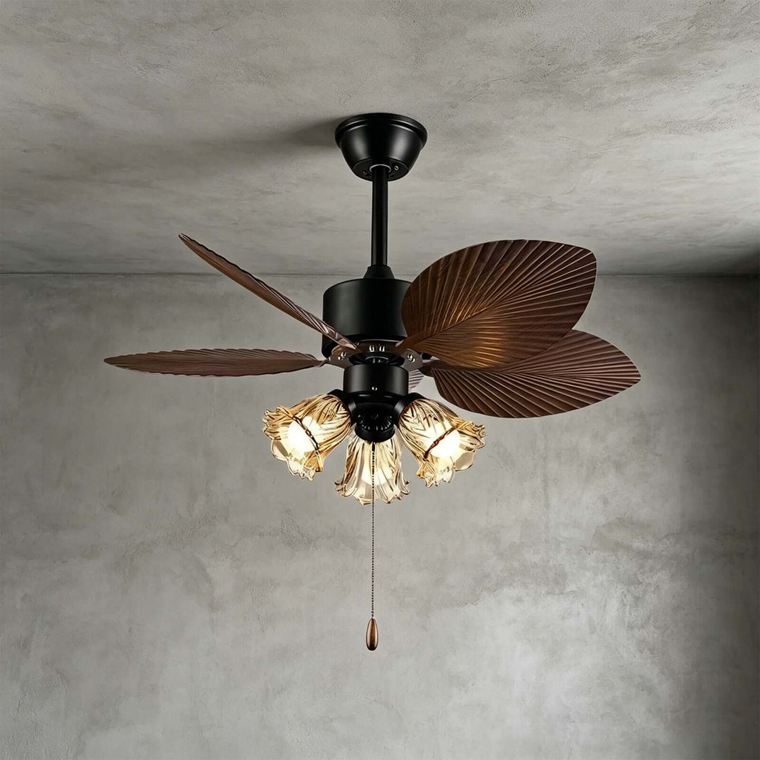 Klura Ceiling Fan Light C | French Vintage Glass Lamp