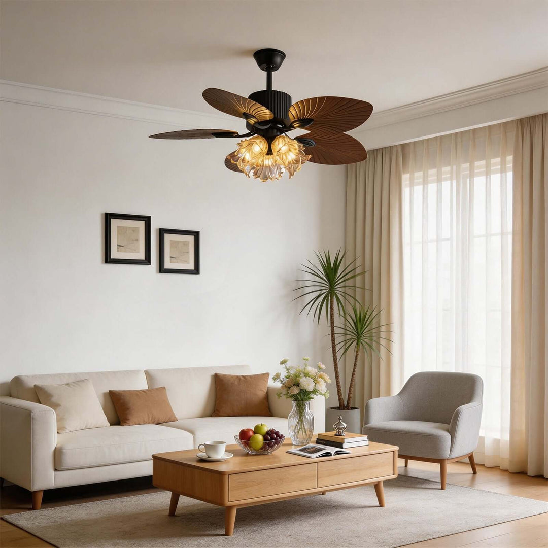 Klura Ceiling Fan Light A | French Vintage Glass Lamp