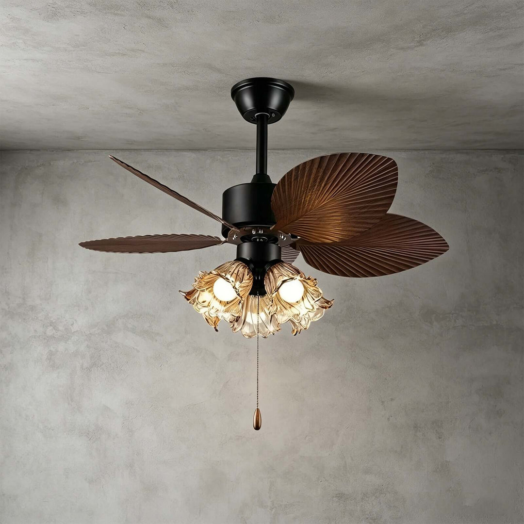 Klura Ceiling Fan Light C | French Vintage Glass Lamp