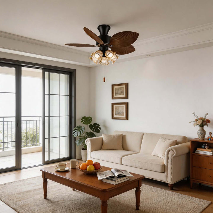 Klura Ceiling Fan Light B | French Vintage Glass Lamp