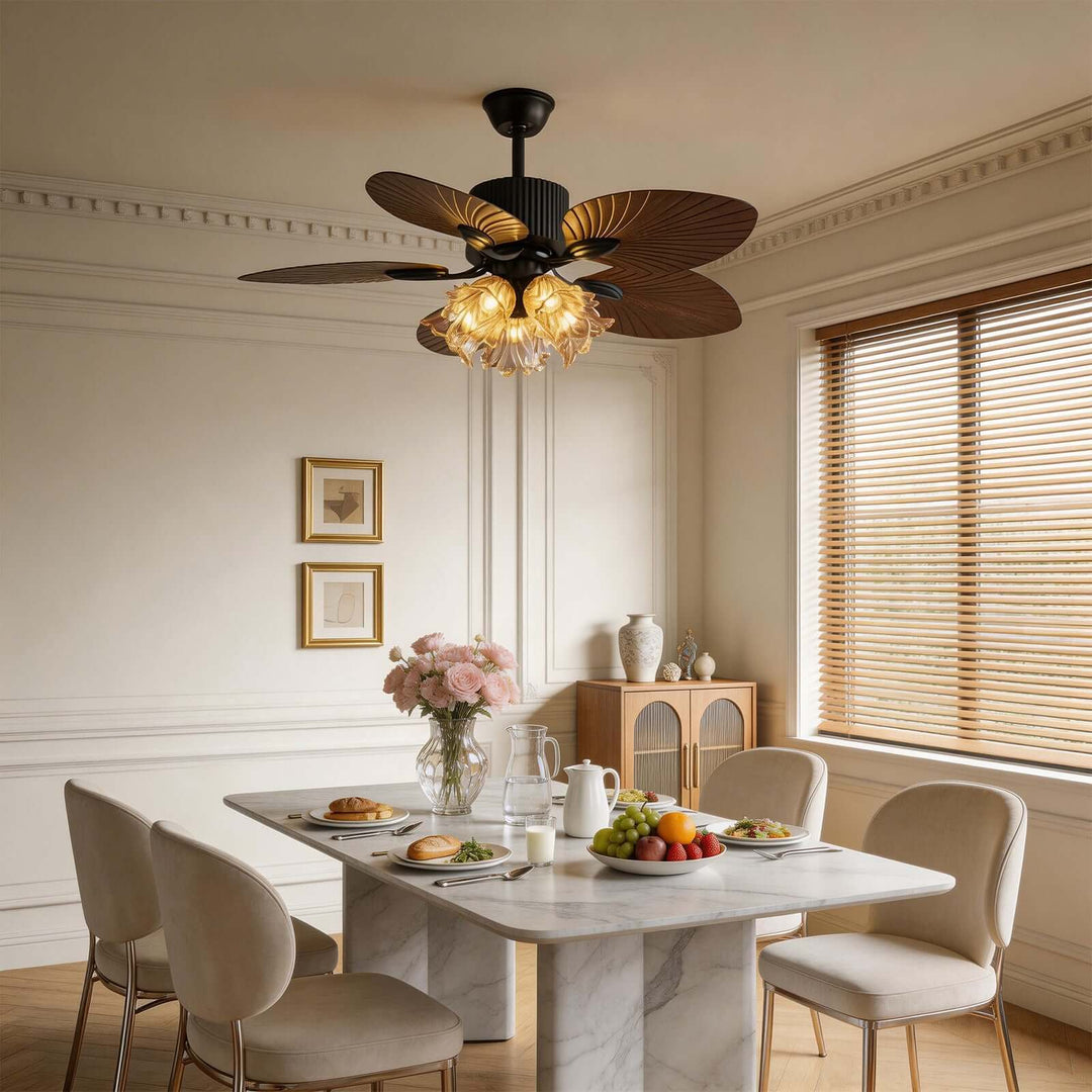 Klura Ceiling Fan Light A | French Vintage Glass Lamp