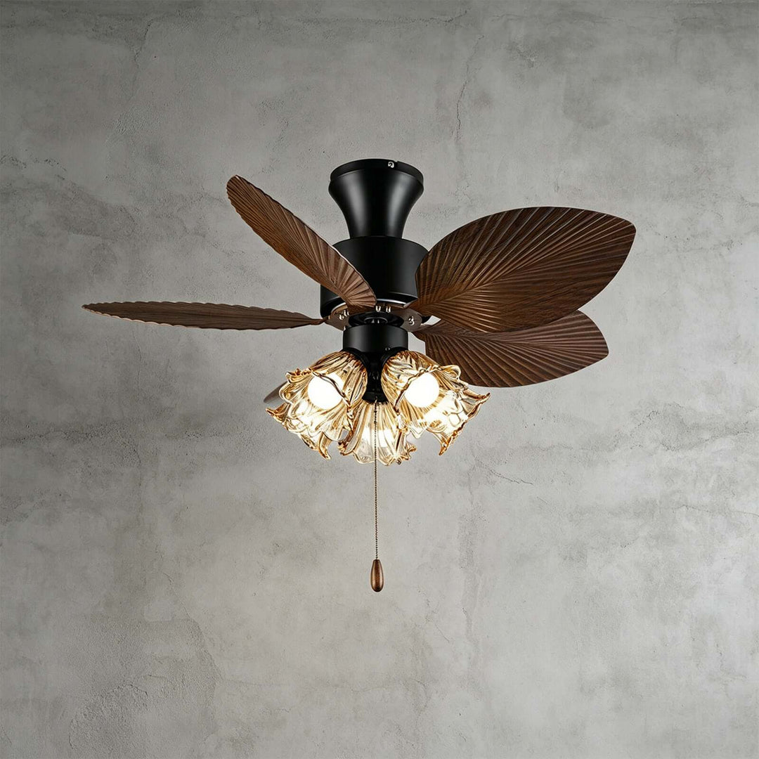 Klura Ceiling Fan Light B | French Vintage Glass Lamp