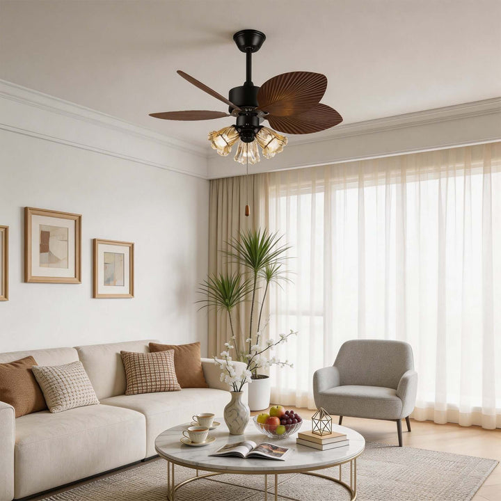 Klura Ceiling Fan Light C | French Vintage Glass Lamp