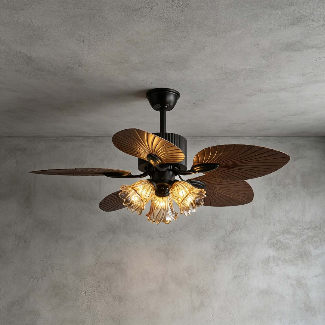 Klura Ceiling Fan Light A | French Vintage Glass Lamp