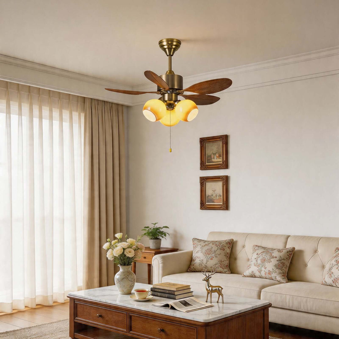 Krynz Ceiling Fan Light B - Vintage Glass Dining Light