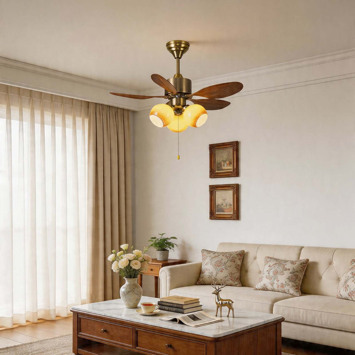 Krynz Ceiling Fan Light B - Vintage Glass Dining Light