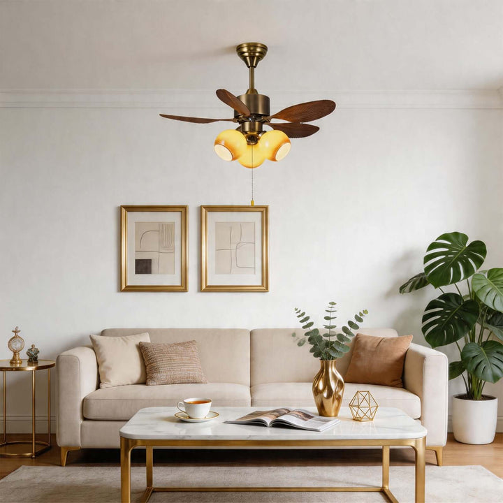 Krynz Ceiling Fan Light B - Vintage Glass Dining Light