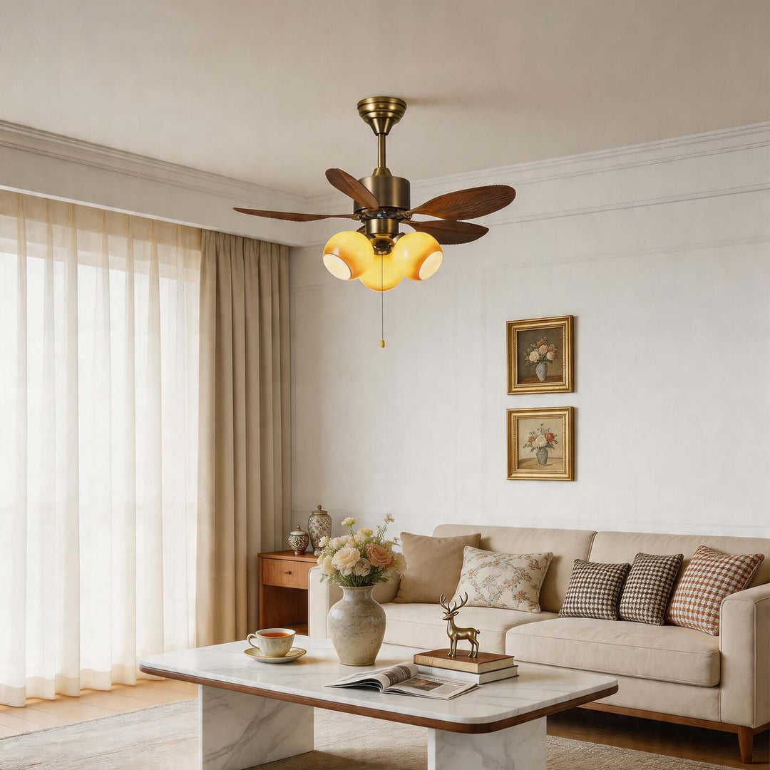 Krynz Ceiling Fan Light B - Vintage Glass Dining Light
