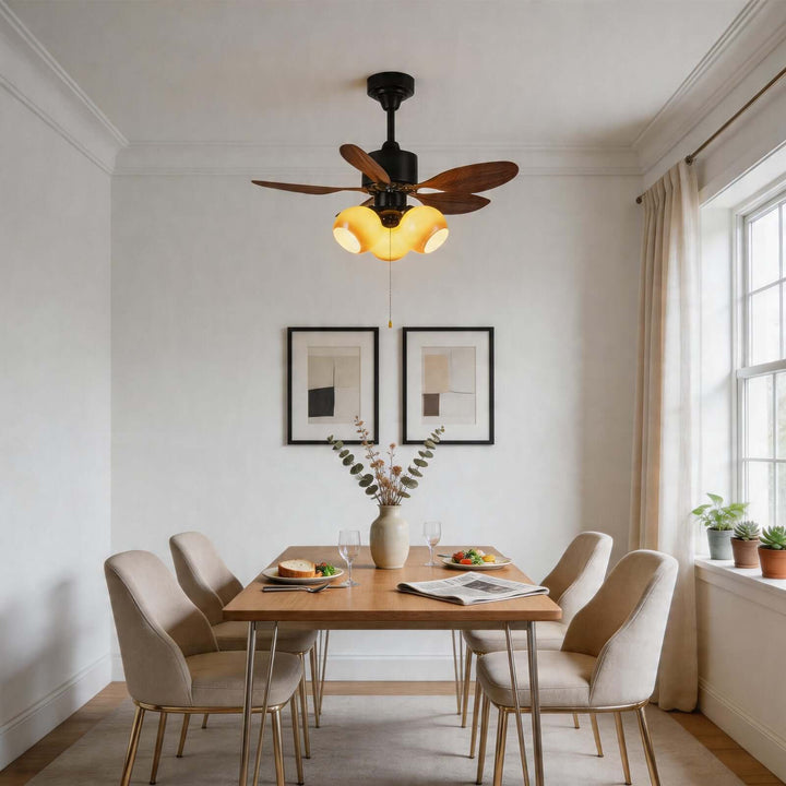 Krynz Ceiling Fan Light B - Vintage Glass Dining Light