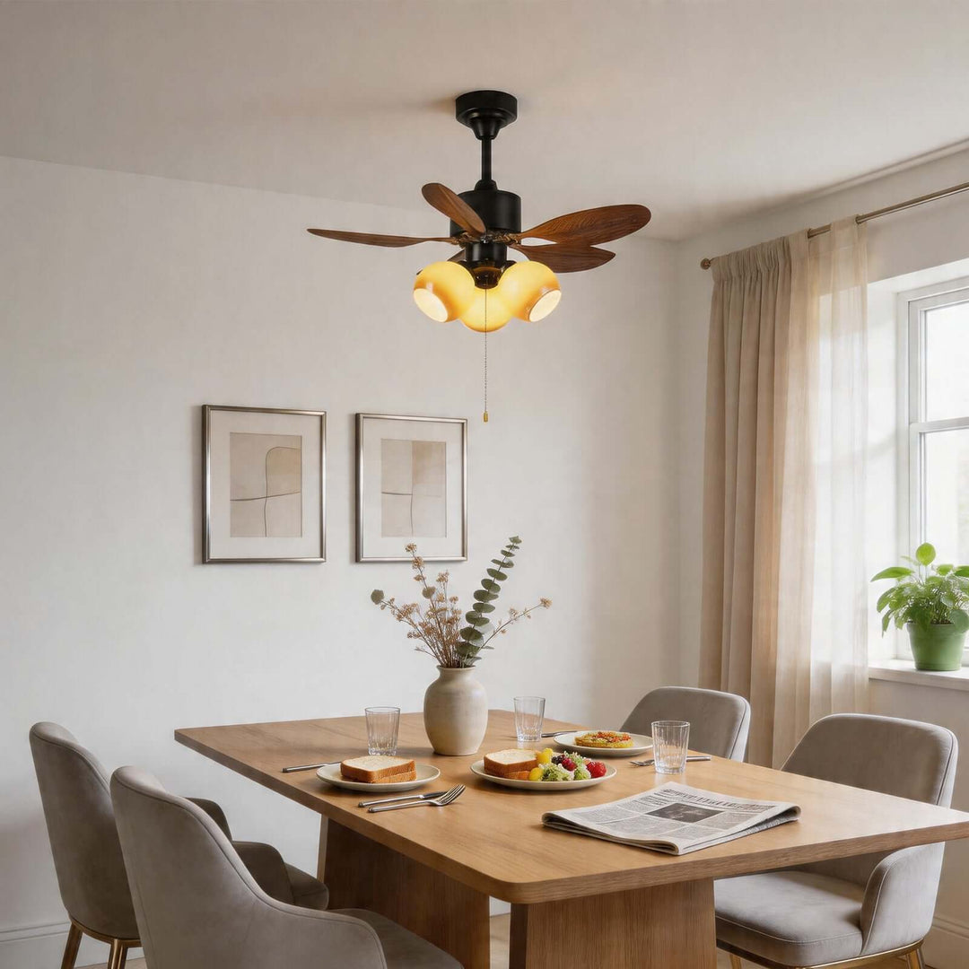 Krynz Ceiling Fan Light B - Vintage Glass Dining Light
