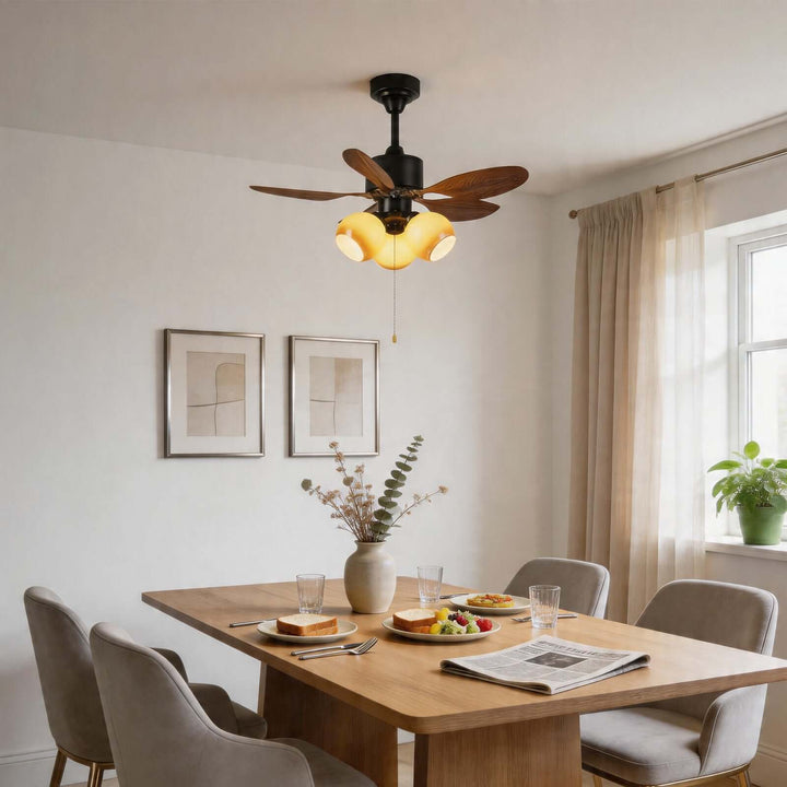 Krynz Ceiling Fan Light B - Vintage Glass Dining Light