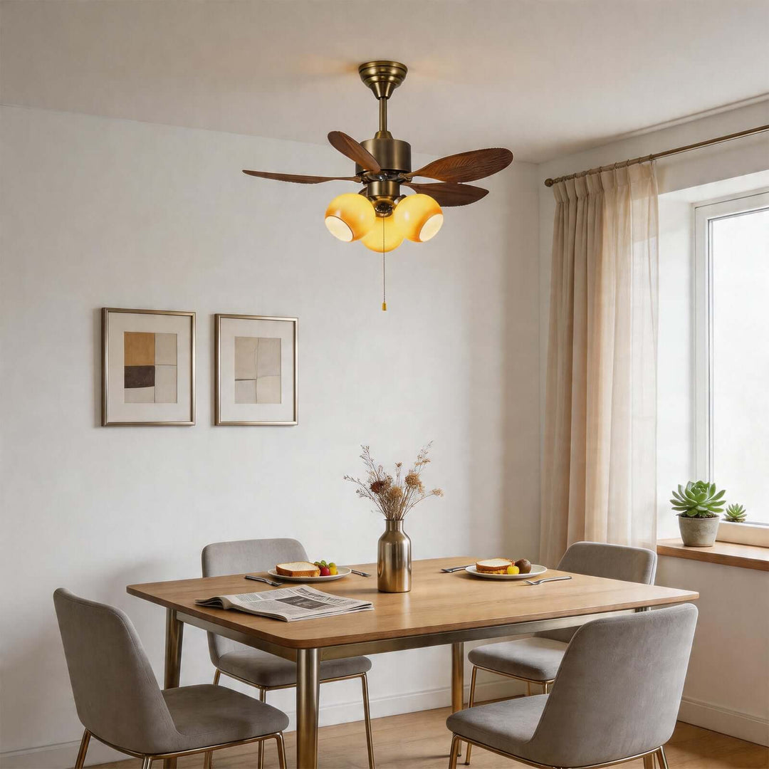 Krynz Ceiling Fan Light B - Vintage Glass Dining Light