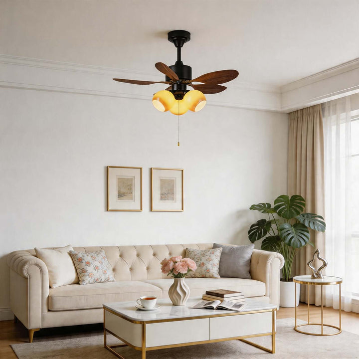 Krynz Ceiling Fan Light B - Vintage Glass Dining Light