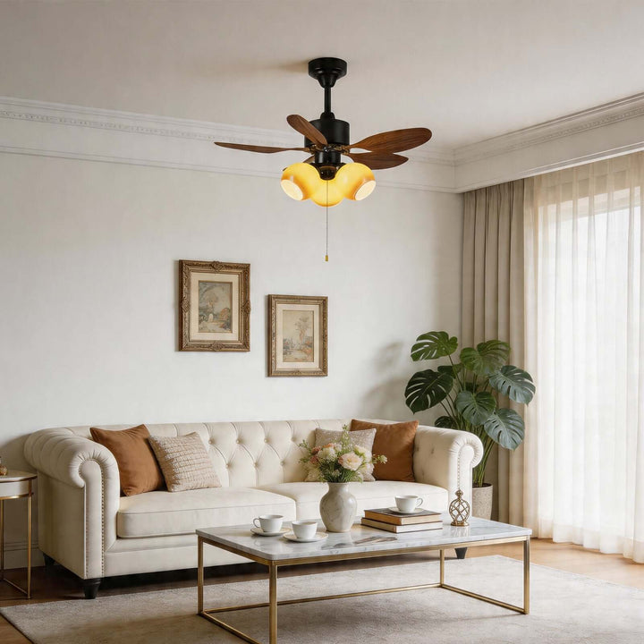Krynz Ceiling Fan Light B - Vintage Glass Dining Light