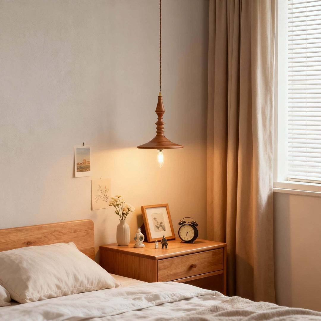 Lorima Pendant Lamp – Wabi-sabi Wood Small Dining Room Lamp
