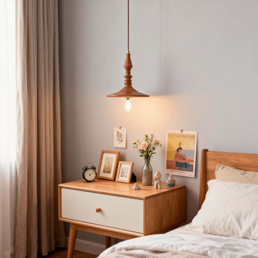 Lorima Pendant Lamp – Wabi-sabi Wood Small Dining Room Lamp