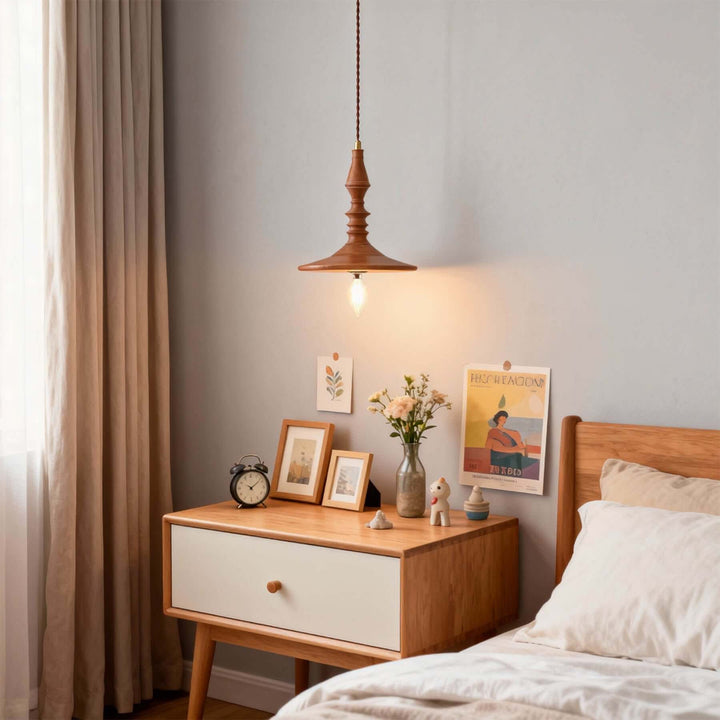 Lorima Pendant Lamp – Wabi-sabi Wood Small Dining Room Lamp