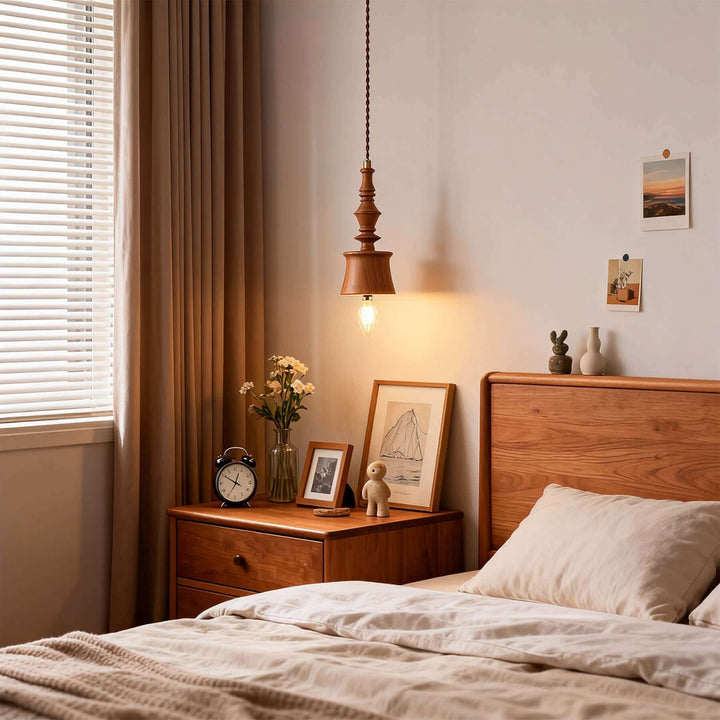 Lorima Pendant Lamp – Wabi-sabi Wood Small Dining Room Lamp