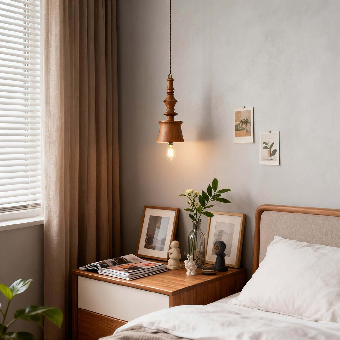 Lorima Pendant Lamp – Wabi-sabi Wood Small Dining Room Lamp