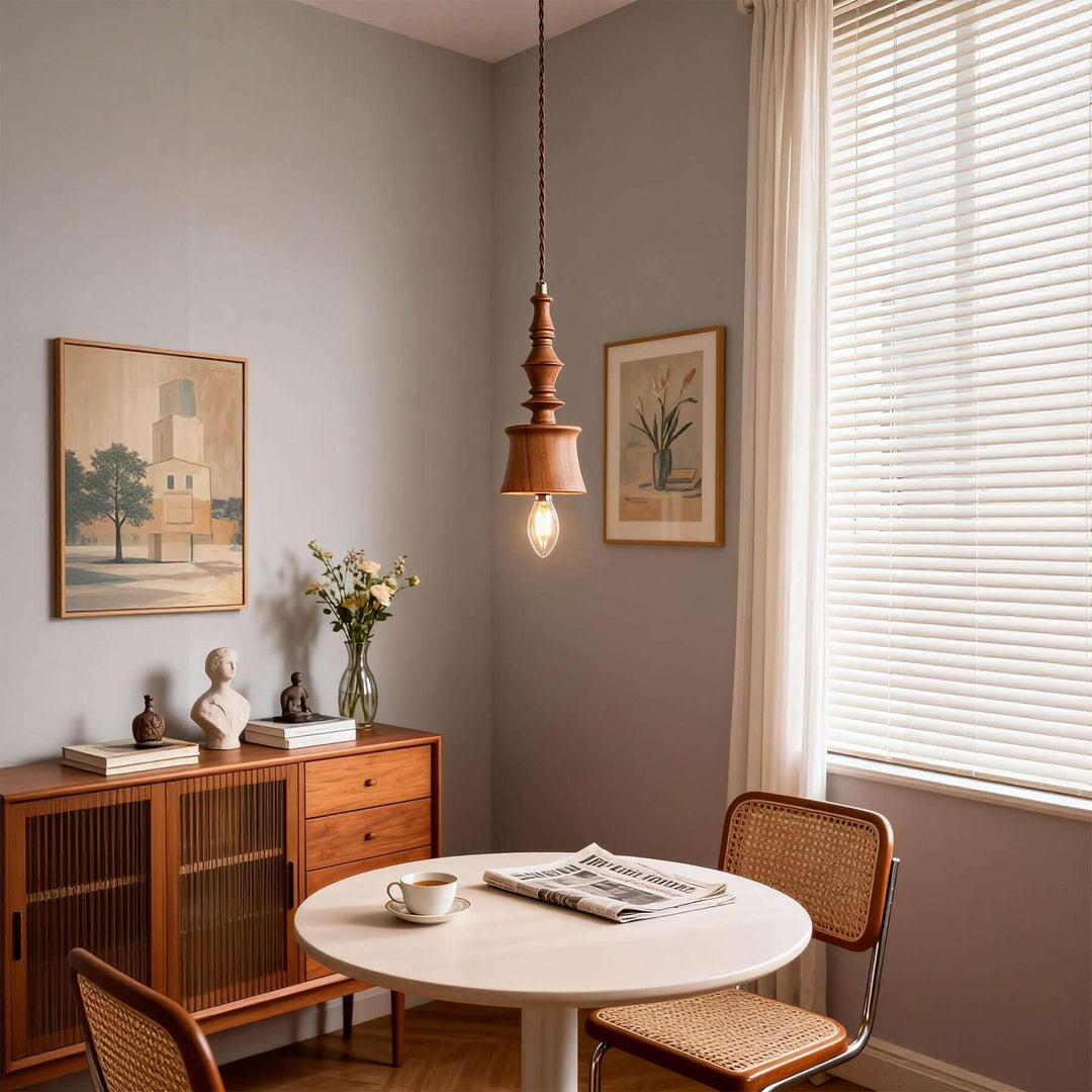 Lorima Pendant Lamp – Wabi-sabi Wood Small Dining Room Lamp