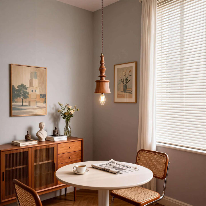 Lorima Pendant Lamp – Wabi-sabi Wood Small Dining Room Lamp