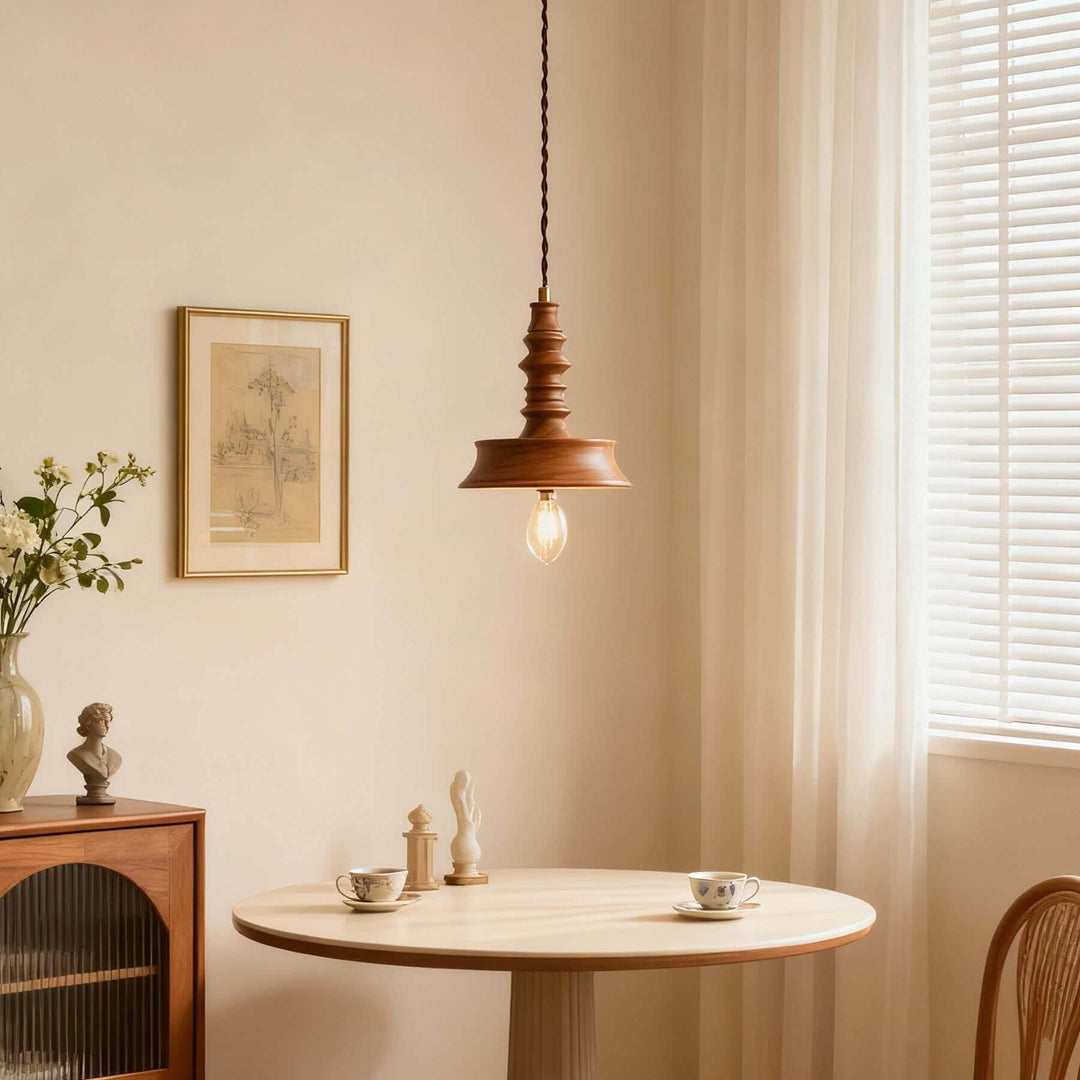 Lorima Pendant Lamp – Wabi-sabi Wood Small Dining Room Lamp