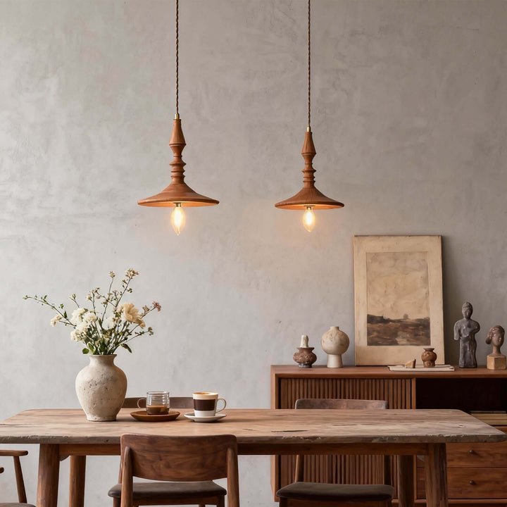 Lorima Pendant Lamp – Wabi-sabi Wood Small Dining Room Lamp
