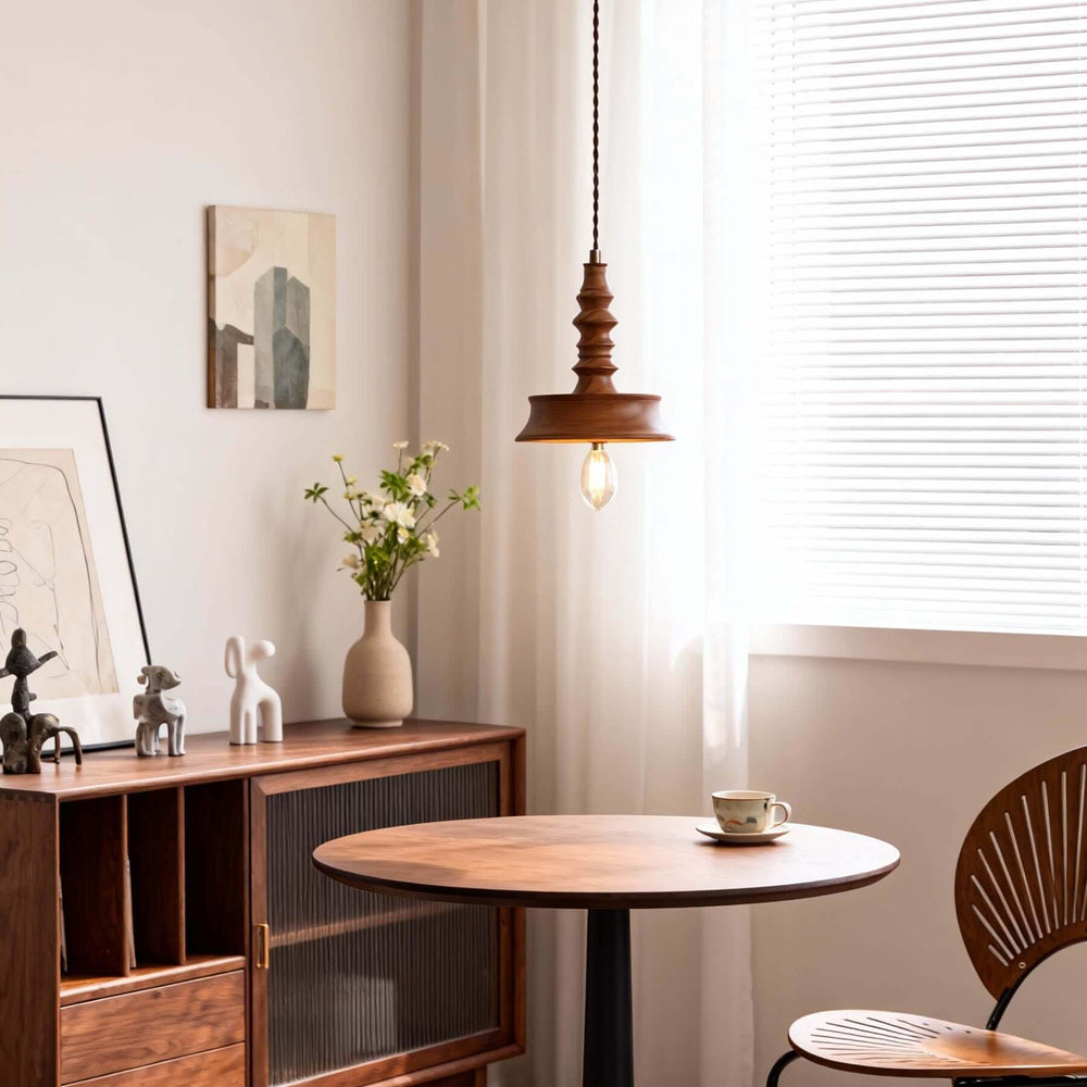 Lorima Pendant Lamp – Wabi-sabi Wood Small Dining Room Lamp