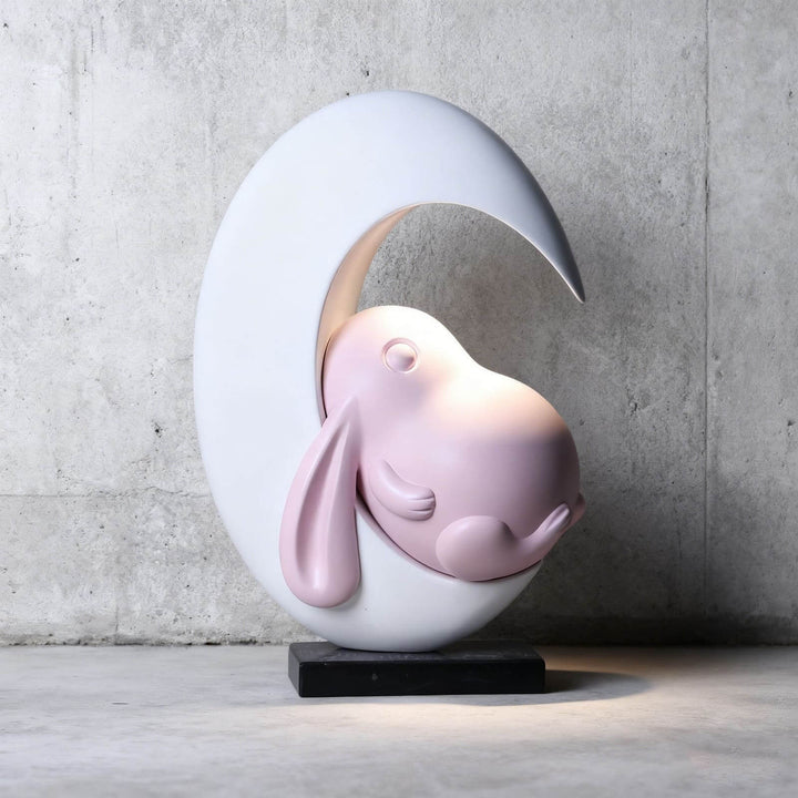 Lumeya Art Deco Table Lamp – Cream Rabbit Nightstand Light