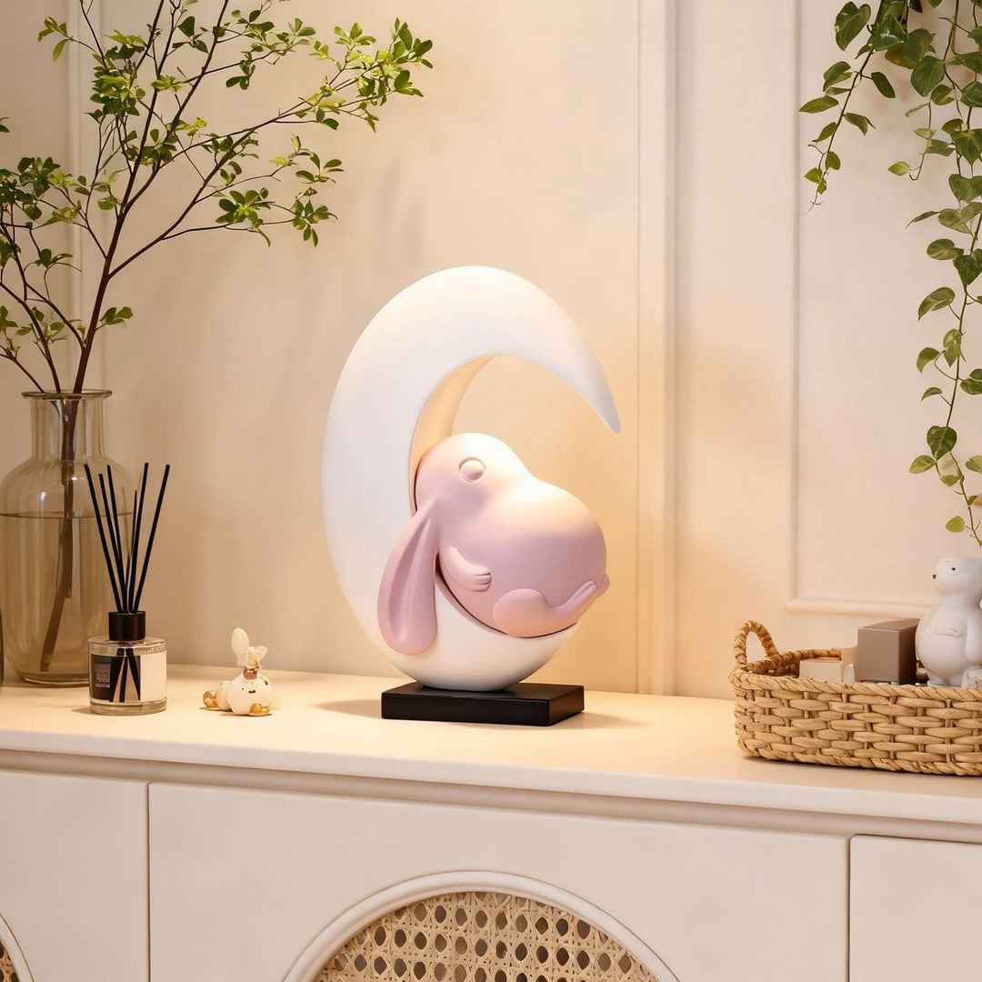 Lumeya Art Deco Table Lamp – Cream Rabbit Nightstand Light