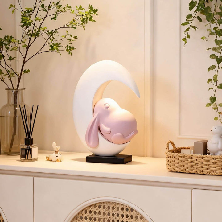 Lumeya Art Deco Table Lamp – Cream Rabbit Nightstand Light