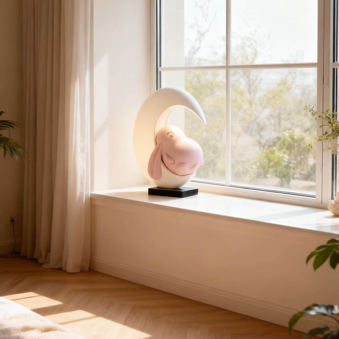 Lumeya Art Deco Table Lamp – Cream Rabbit Nightstand Light