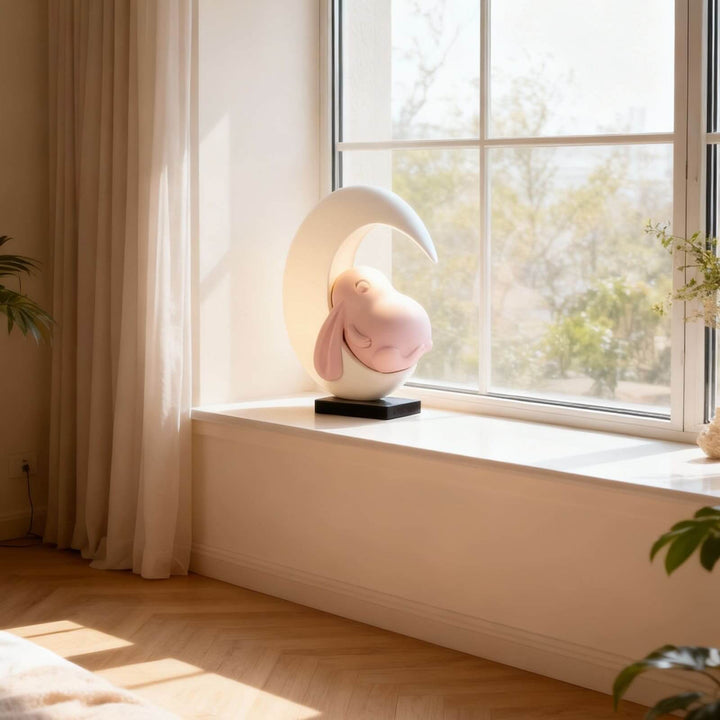 Lumeya Art Deco Table Lamp – Cream Rabbit Nightstand Light