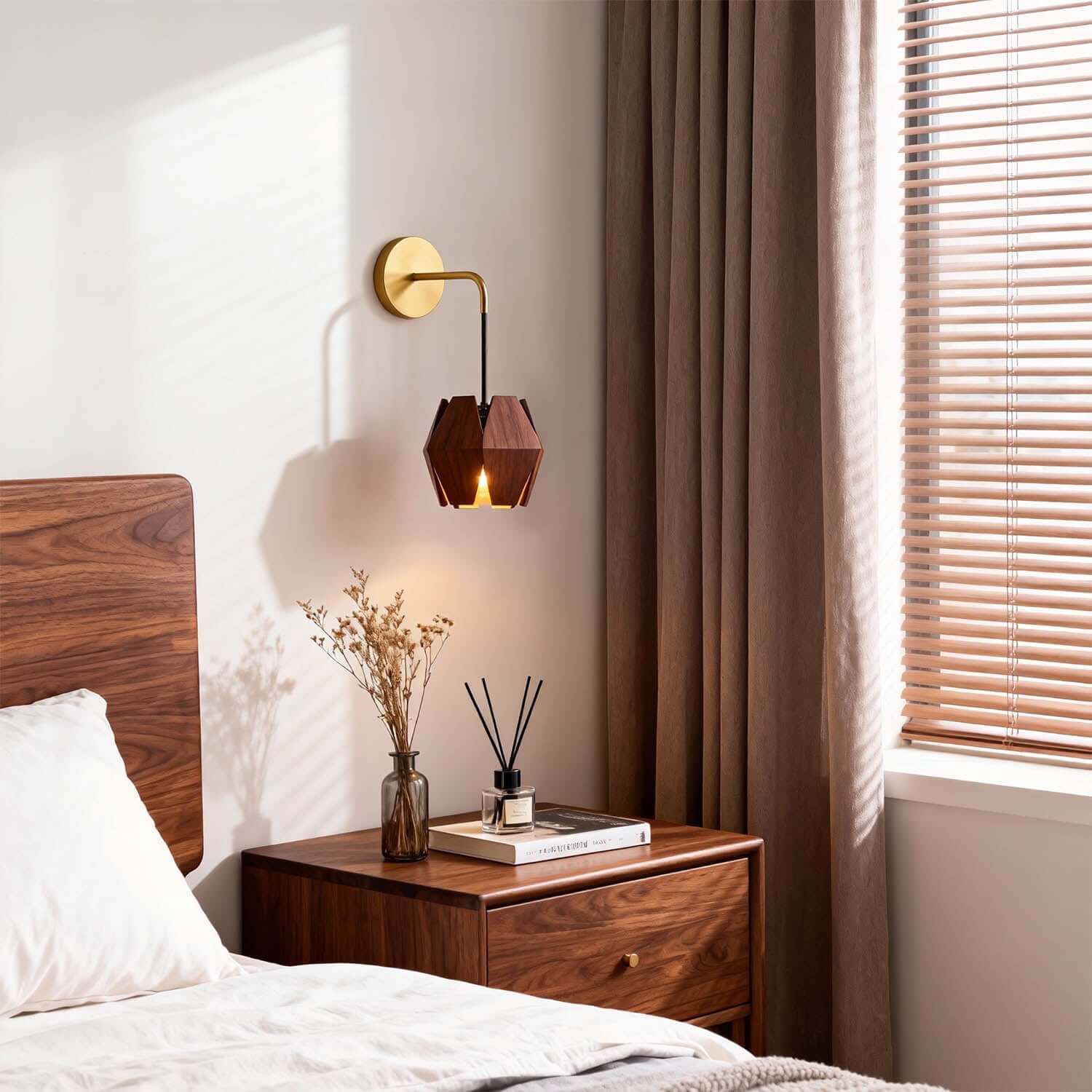 Lunexi Wall Light - Japandi Vintage Creative Wood Bedside