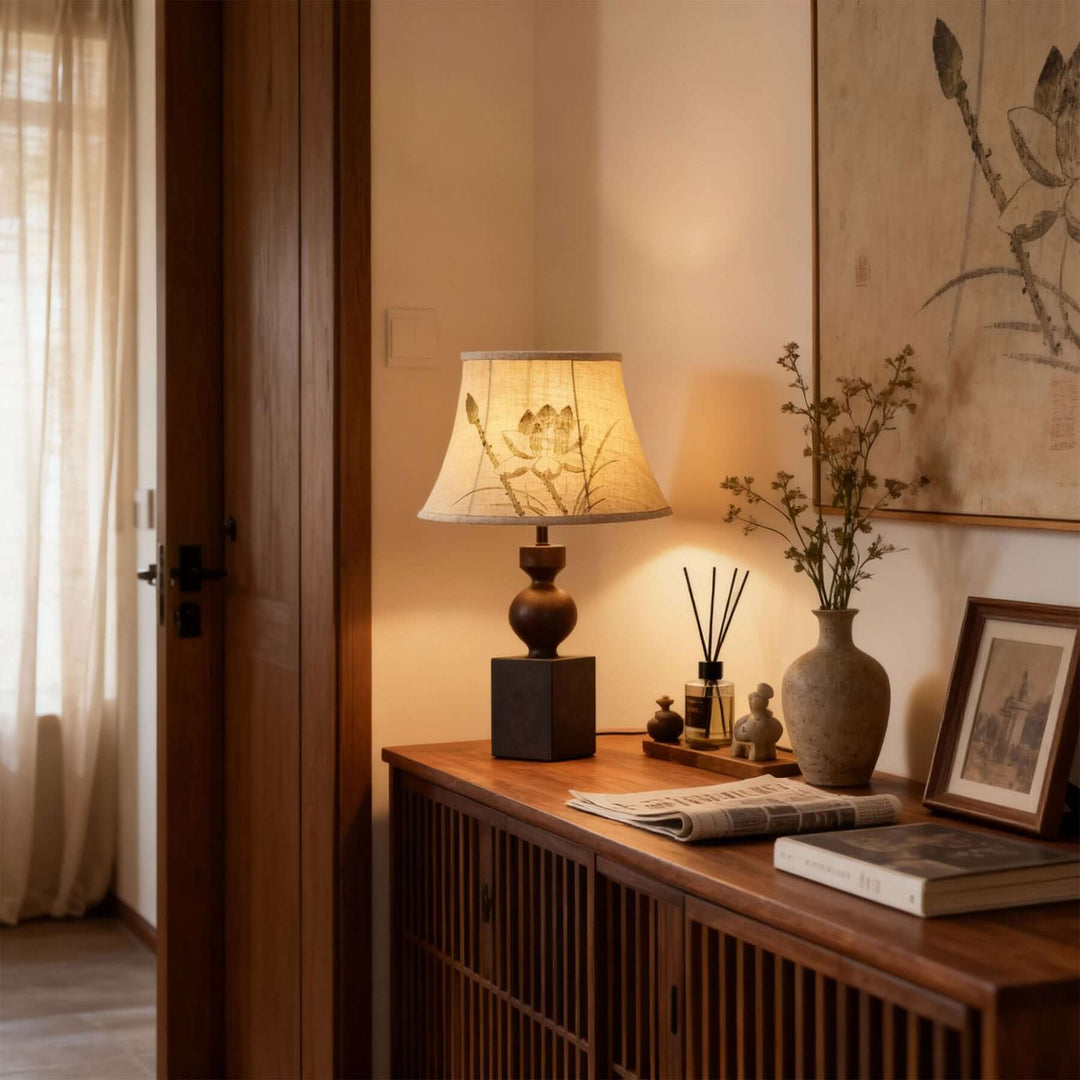 Luremo Table Lamp – Vintage Japandi Fabric Bedside Light
