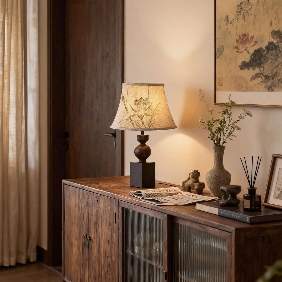 Luremo Table Lamp – Vintage Japandi Fabric Bedside Light