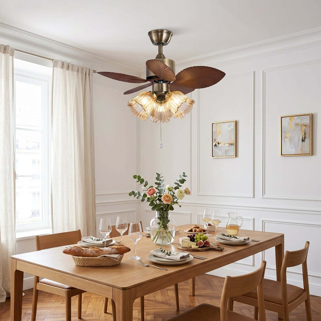 Lymoz Ceiling Fan Light | American Flower Glass Light