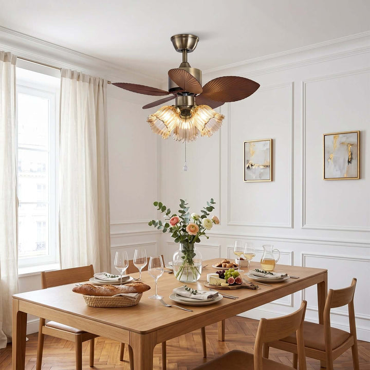 Lymoz Ceiling Fan Light | American Flower Glass Light