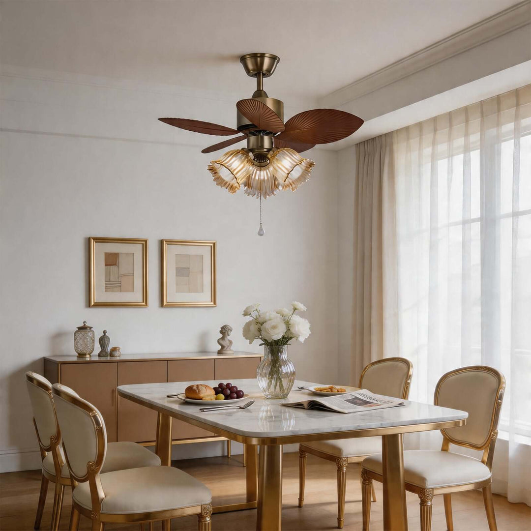 Lymoz Ceiling Fan Light | American Flower Glass Light