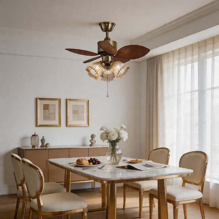 Lymoz Ceiling Fan Light | American Flower Glass Light