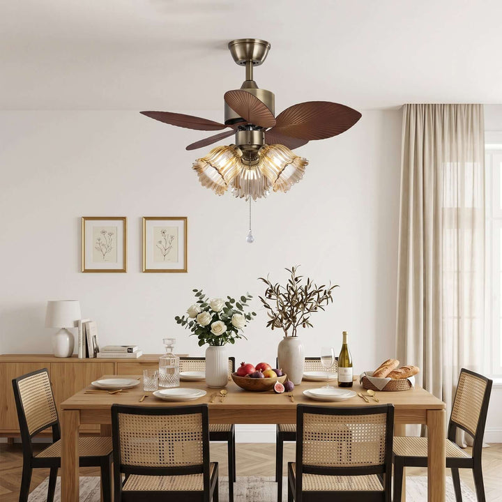 Lymoz Ceiling Fan Light | American Flower Glass Light